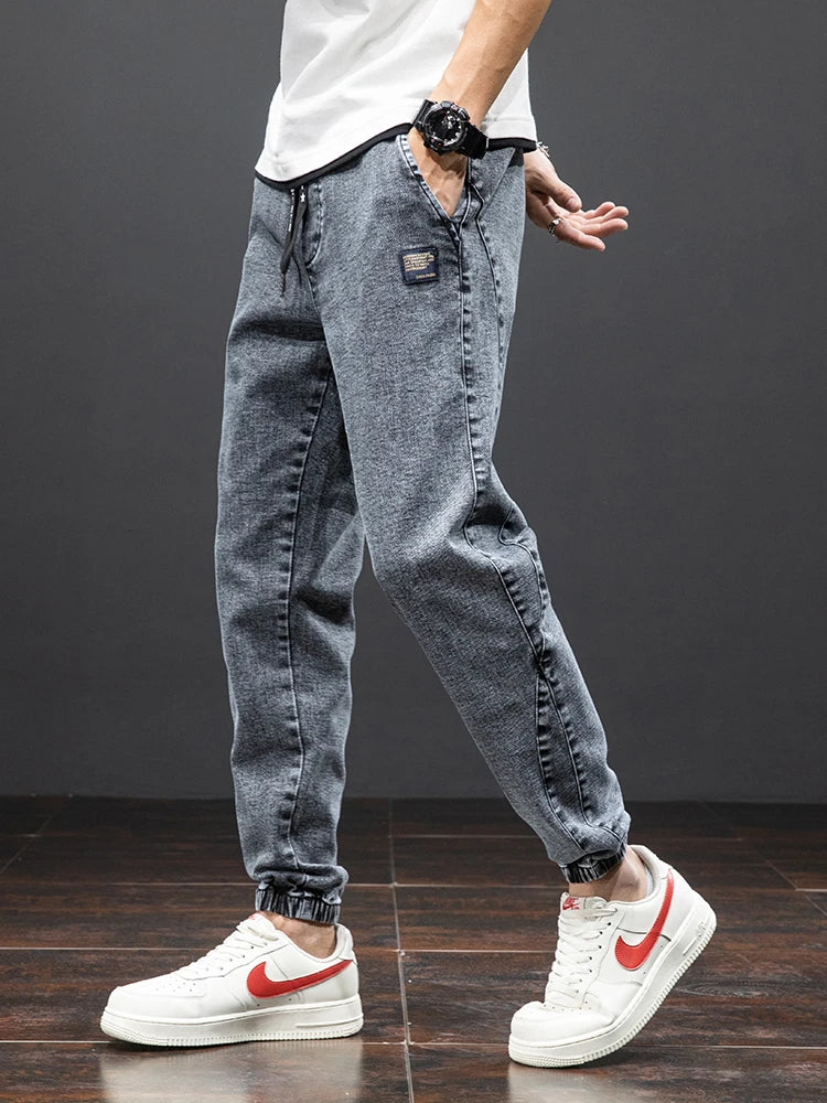 Jeans Cargo de Mezclilla para Hombre – Negro y Azul, Streetwear, Jogger Baggy, Harem, Primavera y Verano, Tallas Grandes