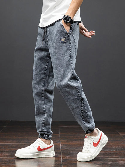 Jeans Cargo de Mezclilla para Hombre – Negro y Azul, Streetwear, Jogger Baggy, Harem, Primavera y Verano, Tallas Grandes