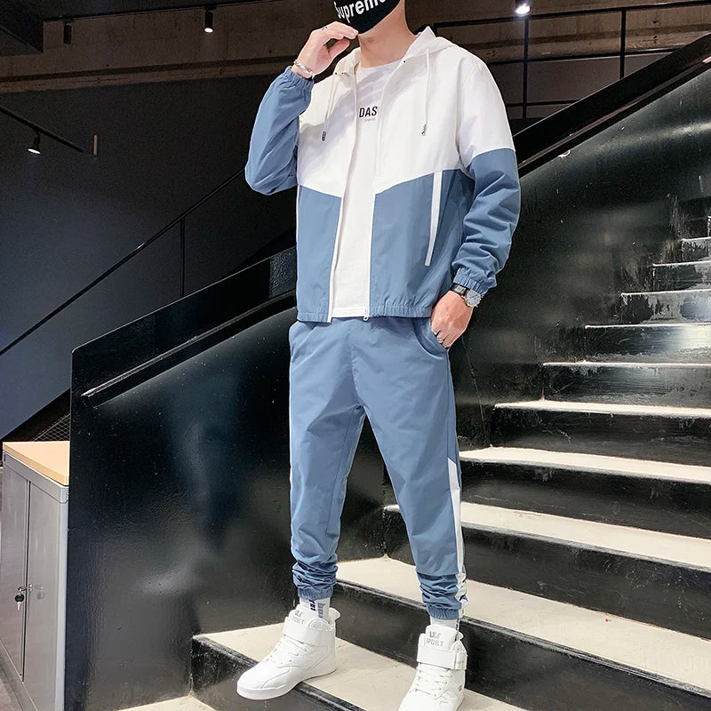 Chándal Hombre 2025 | Conjunto Deportivo 2 Piezas Sudadera con Capucha y Joggers Hip Hop Running