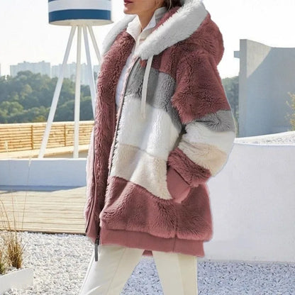 Chaqueta Oversize Mujer con Capucha y Bolsillos | Abrigo Streetwear Felpa Cálida Otoño Invierno
