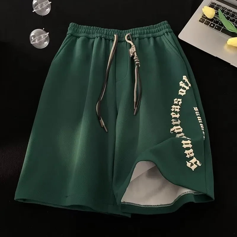 Shorts Veraniegos Hombre 2025 | Estilo Retro con Estampado de Letras y Corte Oversize