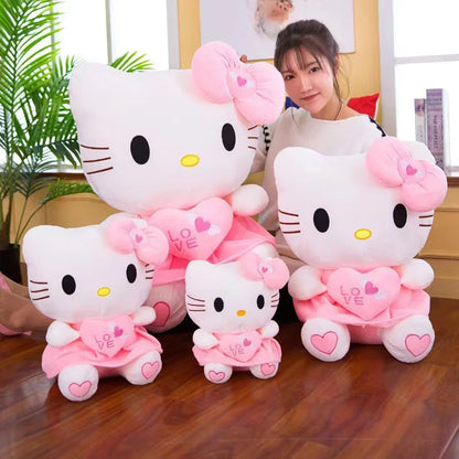 55cm Sanrio Hello Kitty – Peluche Grande de Gato KT, Muñeco de Peluche Suave, Almohada de Anime para Niños y Niñas, Regalo de Cumpleaños