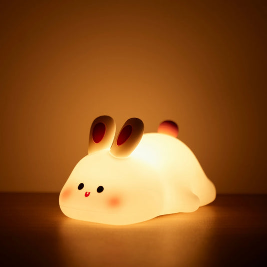 Lámpara de Noche de Silicona LED – Conejo/Zorro, Recargable con Sensor Táctil y Temporizador, Luz Regulable para Dormitorio Infantil