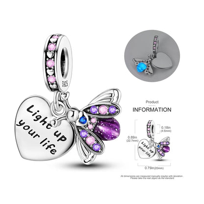 Charm Luciérnagas Brillan en la Oscuridad en Plata 925 – Beads Colgante Compatible Pulsera Pandora Mujer