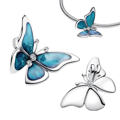 Charm Plata 925 Colgante Rosa Mariposa Corazón Flor Pájaro | Dije Para Pulsera Pandora Compatible