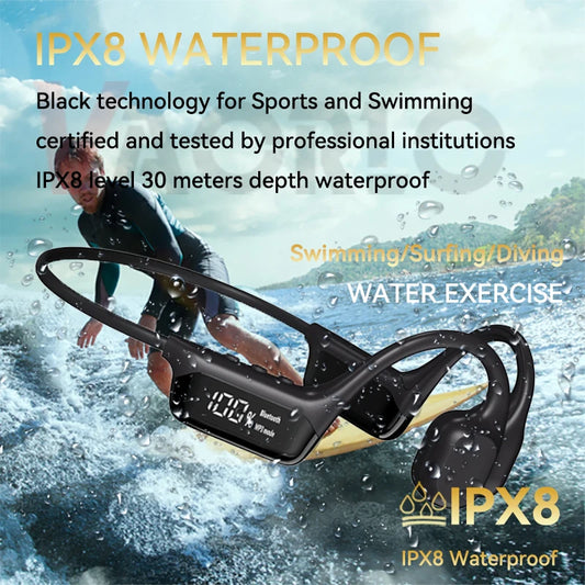 Auriculares de conducción ósea S10 Bluetooth 5.4 – Inalámbricos, impermeables IPX8, con MP3 y 32GB