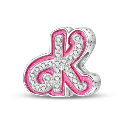 Charm letra alfabeto A-Z con circonias rosas en plata 925 – Abalorio elegante para pulseras tipo Pandora, joyería DIY personalizada
