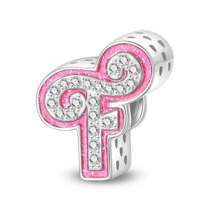Charm letra alfabeto A-Z con circonias rosas en plata 925 – Abalorio elegante para pulseras tipo Pandora, joyería DIY personalizada