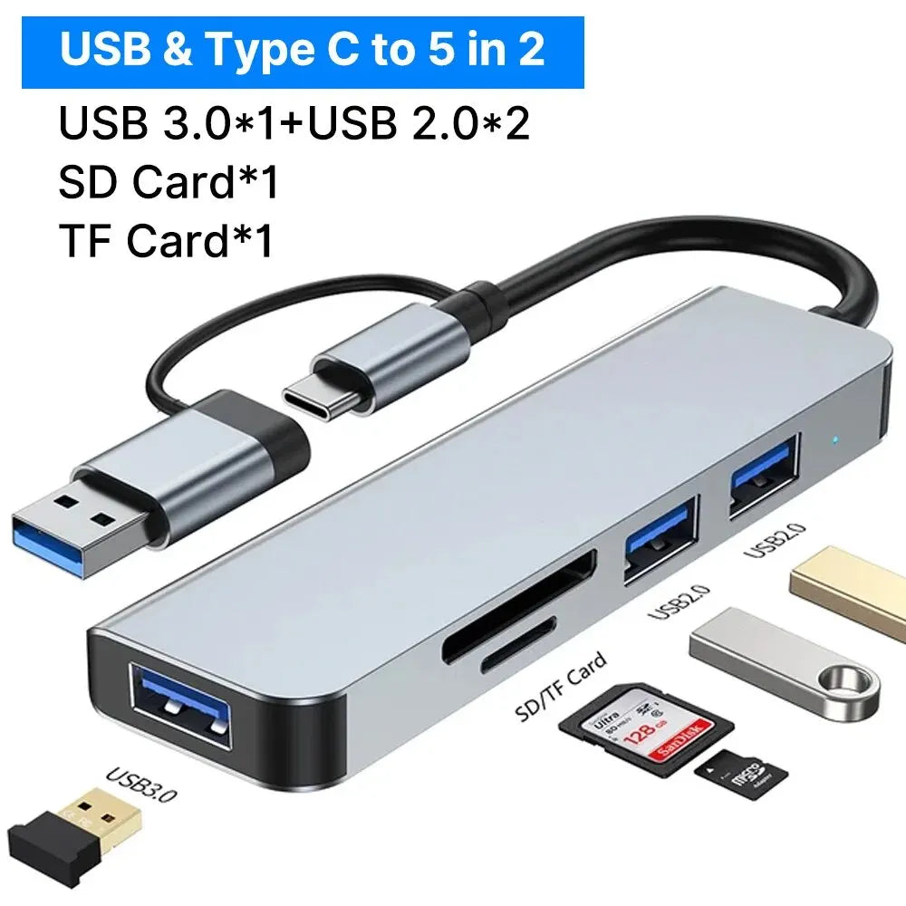 8 in 1 USB C Expander Hub Type-C Splitter Multiport Adapter Dock for Xiaomi Phone Tablet USB 3.0 with 4K DisplayPort