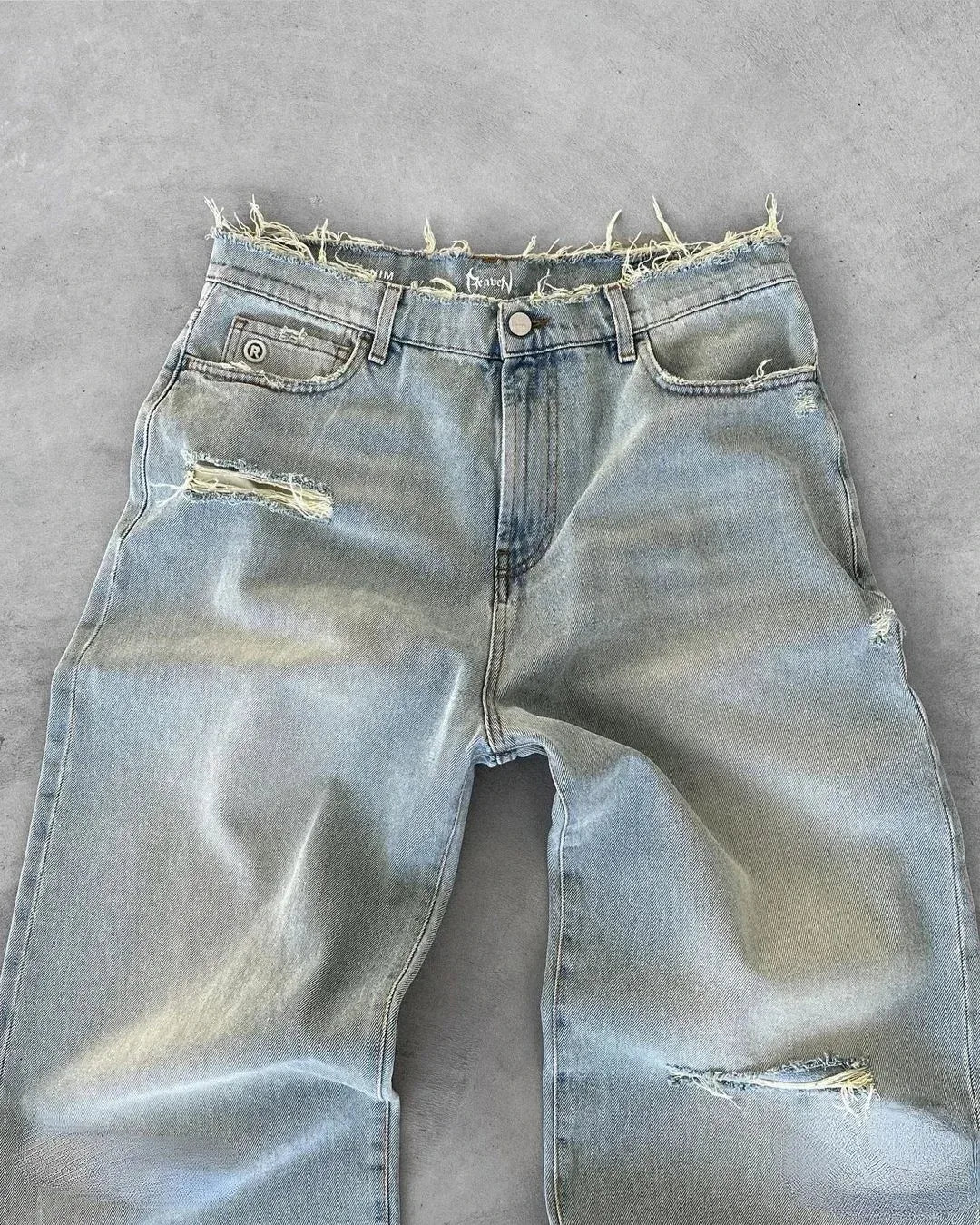 Jeans Rectos Hombre Desgastados con Rasgados | Pantalón Denim Casual Urbano 2025