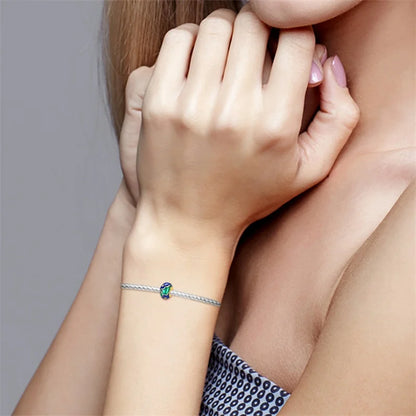 Charm separador redondo plata 925 con circonitas de colores – Compatible Pandora, joyería DIY elegante