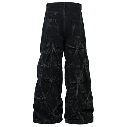 Jeans Negros Baggy Hombre | Pantalón Vaquero Plisado Streetwear Hip Hop Harajuku Oversize 2025