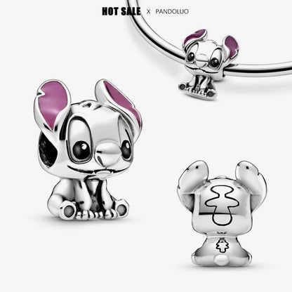 Collar, Aretes y Charm Disney Stitch | Compatible Pandora Pulsera Mujer DIY