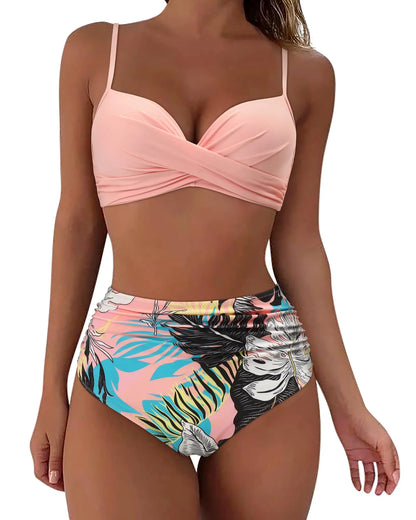 Bikini Vintage Mujer 2025 | Push Up Cintura Alta Estampado Retro Verano Playa