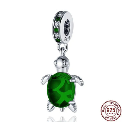 Charm camaleón y luciérnaga en plata 925 – Dije animal brillante, compatible Pandora, pulsera y collar mujer