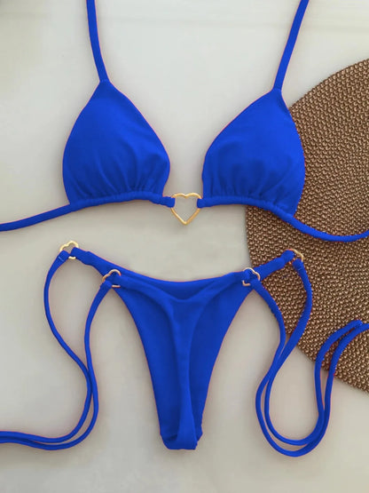 Bikini Blanco Mujer 2025 | Traje de Baño de Cintura Baja con Cordón