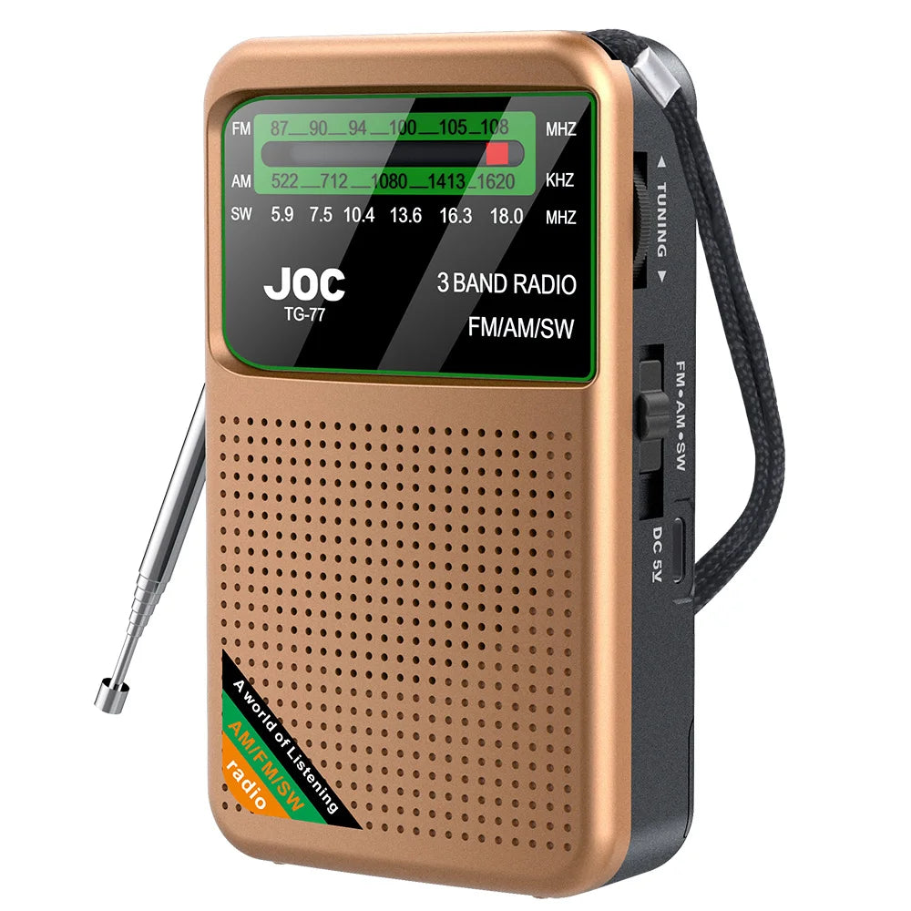 Pocket Mini Radio AM/FM/SW Recargable – Radio Portátil con Batería Externa y Entrada Auriculares