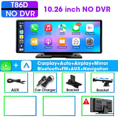 10.26" Carplay Screen for Car,Wireless CarPlay & Android Auto Multimedia Video Player,Universal Car Radio,BT AUX FM Car Stereo