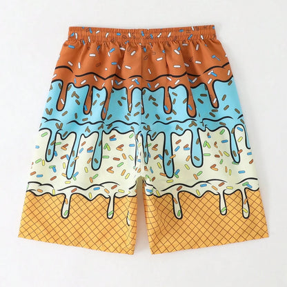 Bañador Hombre Helado 3D | Shorts Playa Y2K Secado Rápido Tallas Grandes – Bermuda Verano