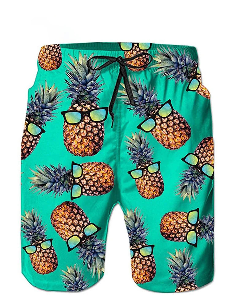 Bañador Hombre Piña Divertida – Shorts de Playa y Surf | Pantaloneta Deportiva Verano Secado Rápido