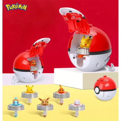 Juguete Pokémon Magic Gyro – Pikachu, Charmander y Poké Ball Giratoria de Combate para Niños