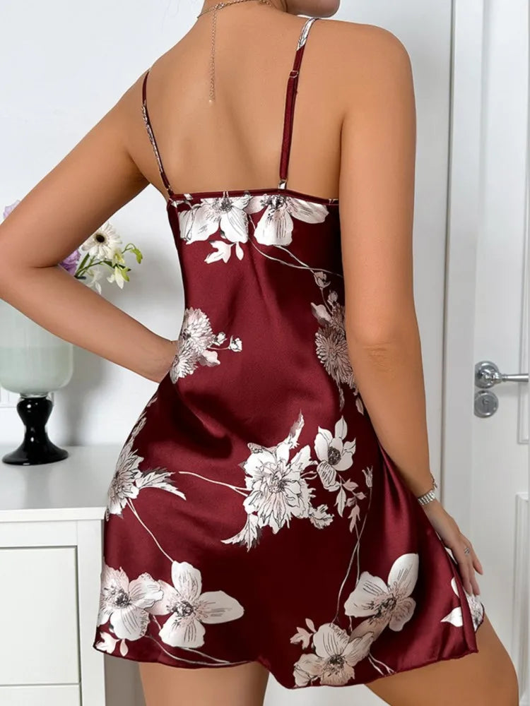 Camisón Sexy Mujer Satén | Vestido Lencero Escote V con Tirantes Finos
