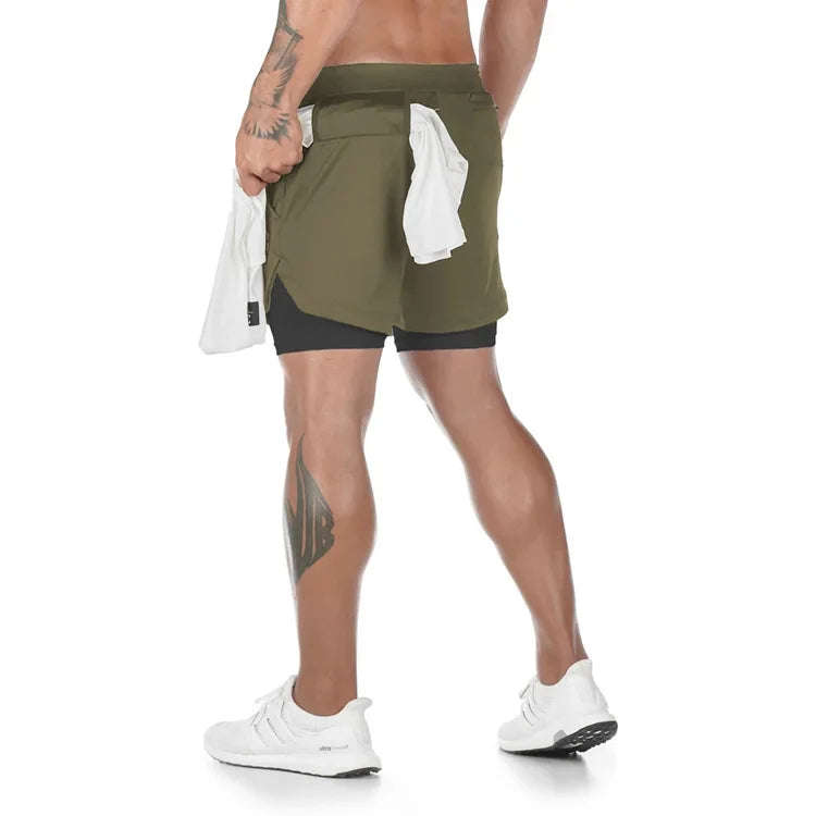 Shorts Deportivos 2 en 1 para Hombre – Gym, Fitness y Running con Compresión, Secado Rápido y Estiramiento