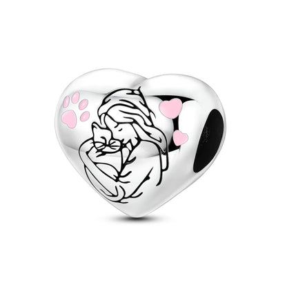 Charm Plata 925 Día de la Madre | Dije Corazón Rosa Love Mom Compatible Pandora Pulsera Collar Mujer