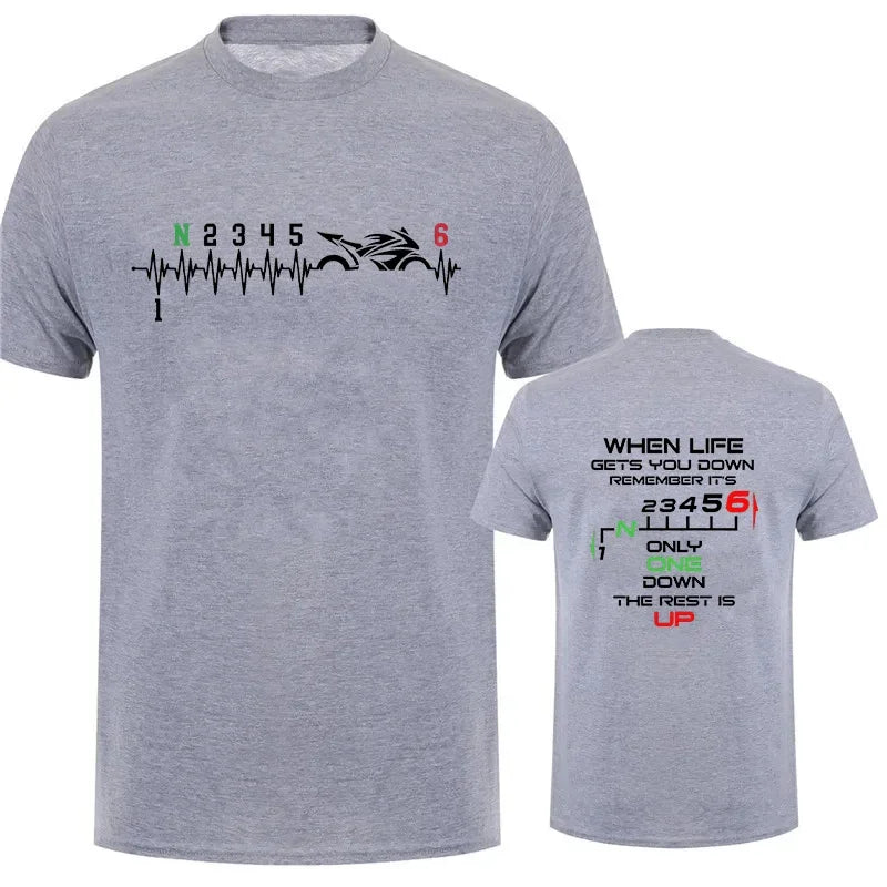 Camiseta Hombre 2025 | Oversize Motociclista con Estampado “Heartbeat”