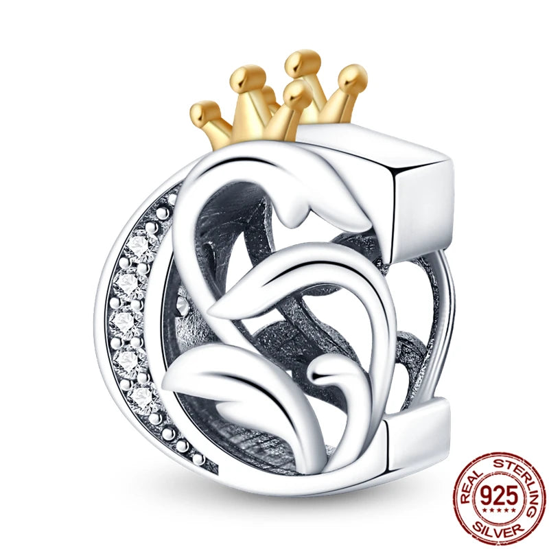 Charm letra A-Z en plata 925 – Abalorio inicial alfabeto para pulseras o collares tipo Pandora, joyería personalizada mujer