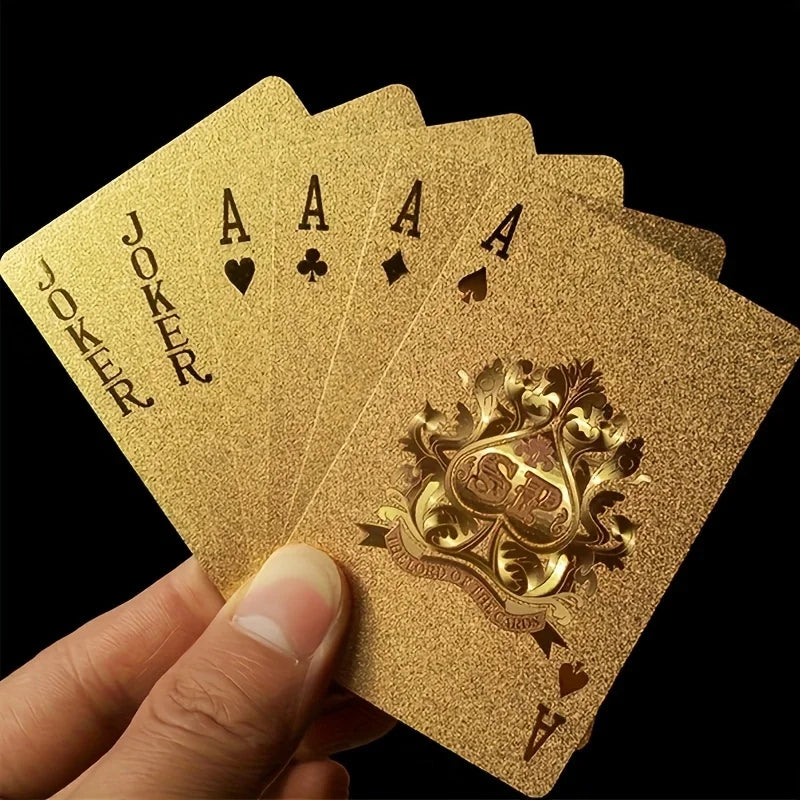 Baraja de Cartas Impermeables Negro y Dorado – Naipes de Lujo para Juegos y Regalos