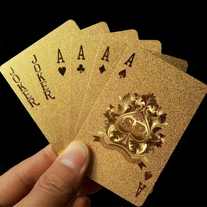 Baraja de Cartas Impermeables Negro y Dorado – Naipes de Lujo para Juegos y Regalos