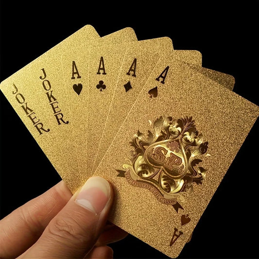 Baraja de Cartas Impermeables Negro y Dorado – Naipes de Lujo para Juegos y Regalos