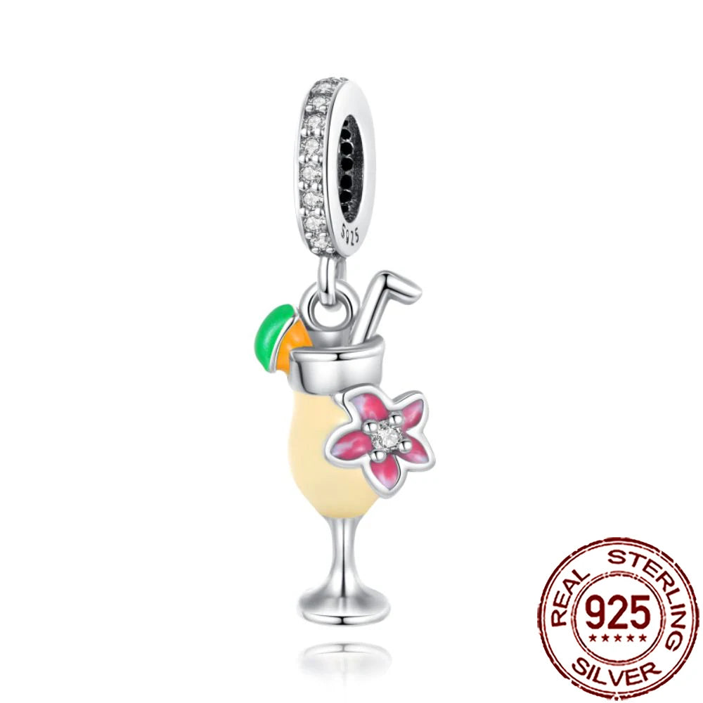 Charm Comida Divertida en Plata 925 – Café, Pastel, Frutas, Hamburguesa y Papas | Compatible Pandora 2025