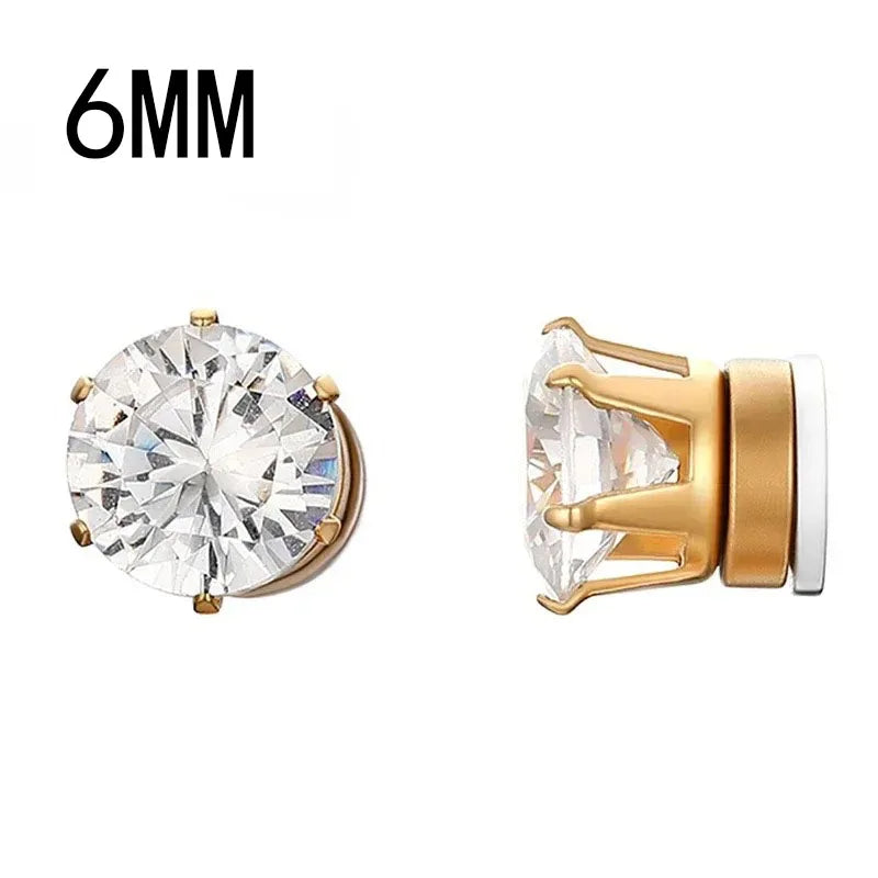 Pendientes Magnéticos de Cristal Unisex | Aros Punk con Zirconia | Joyería sin Perforación para Hombres y Mujeres