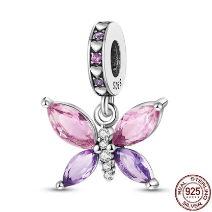 Charm camaleón y luciérnaga en plata 925 – Dije animal brillante, compatible Pandora, pulsera y collar mujer