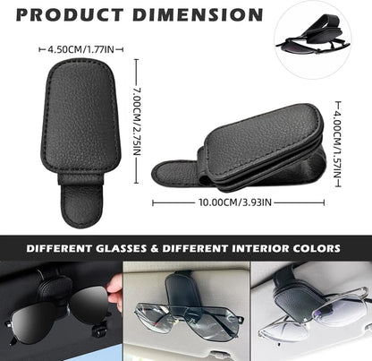 2PCS Porta Gafas de Sol Magnético para Parasol de Coche – Clip de Cuero con Soporte para Gafas y Tickets