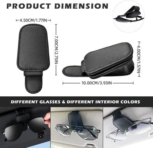 2PCS Porta Gafas de Sol Magnético para Parasol de Coche – Clip de Cuero con Soporte para Gafas y Tickets