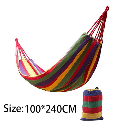 Hamaca Doble para 2 Personas de Algodón y Lona con Cuerdas para Árbol – Patio, Jardín, Terraza Interior y Exterior (Rojo, Azul)