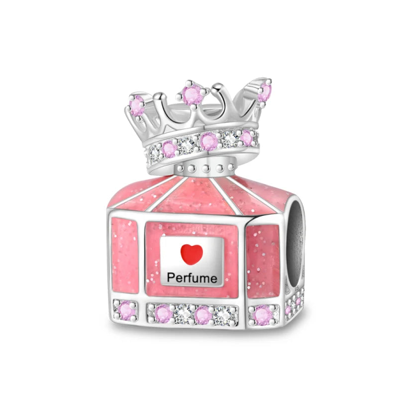 S925 Silver Color Butterfly Daisy Rose Crown Perfume Charms Beads Fit Pan Original Bracelets DIY Fine Jewelry Making Gifts