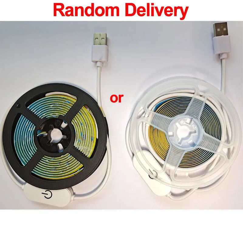 Tira de Luz LED COB USB 5V Flexible con Regulador Táctil – 1m a 5m, Luz Blanca Cálida/Fría, DIY Iluminación Interior