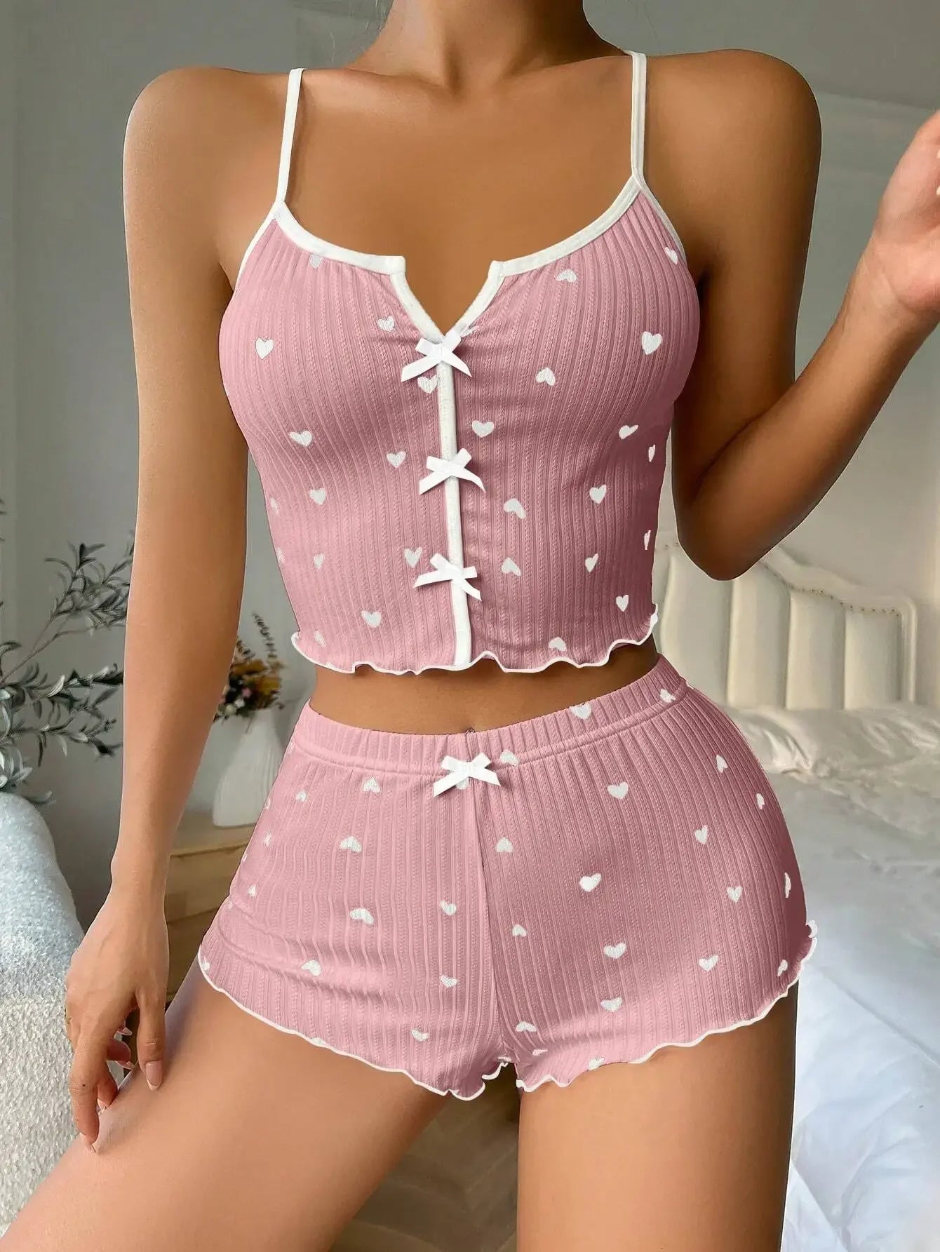Pijama Mujer 2 Piezas Verano | Conjunto Tirantes + Pantalón Corazones Homewear 2024