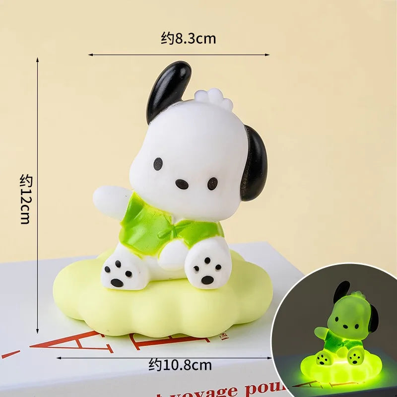 Lámpara de Noche Kawaii Sanrio – Kuromi, Cinnamoroll, Pochacco | Luz de Mesa Decorativa Enamel Cloud