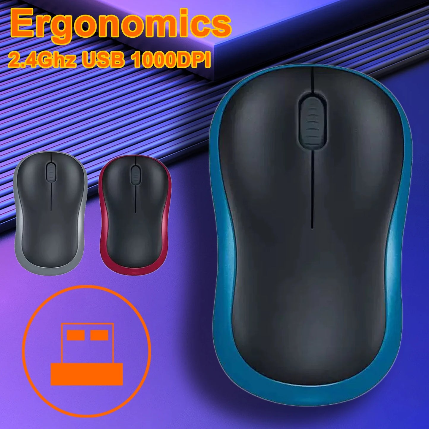 Mouse Inalámbrico 2025 – 2.4GHz USB, 1000DPI, Óptico Silencioso para Windows, Mac y Chrome OS