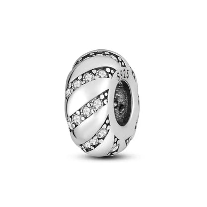 Charm separador redondo plata 925 con circonitas de colores – Compatible Pandora, joyería DIY elegante