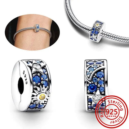 Charm Espacio y Galaxia en Plata 925 – Abalorios Astronauta, Planeta y Estrellas para Pulsera Original Mujer