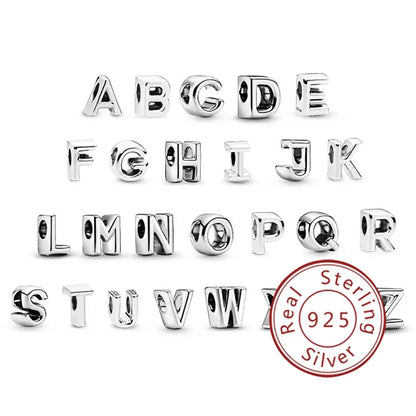 Charm letras inglés pinyin A-Z plata 925 – Abalorios alfabeto para pulsera tipo Pandora mujer