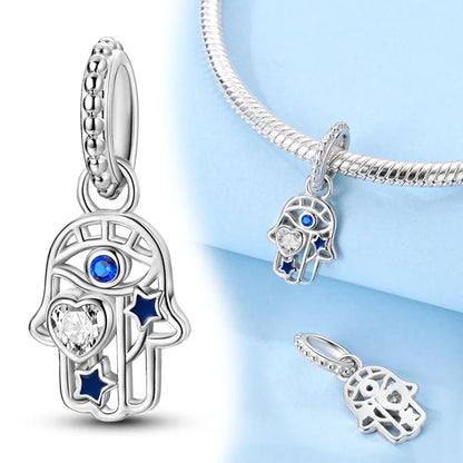 Charm Mano Hamsa Plata 925 | Amuleto de la Suerte Compatible Pandora Pulsera Mujer