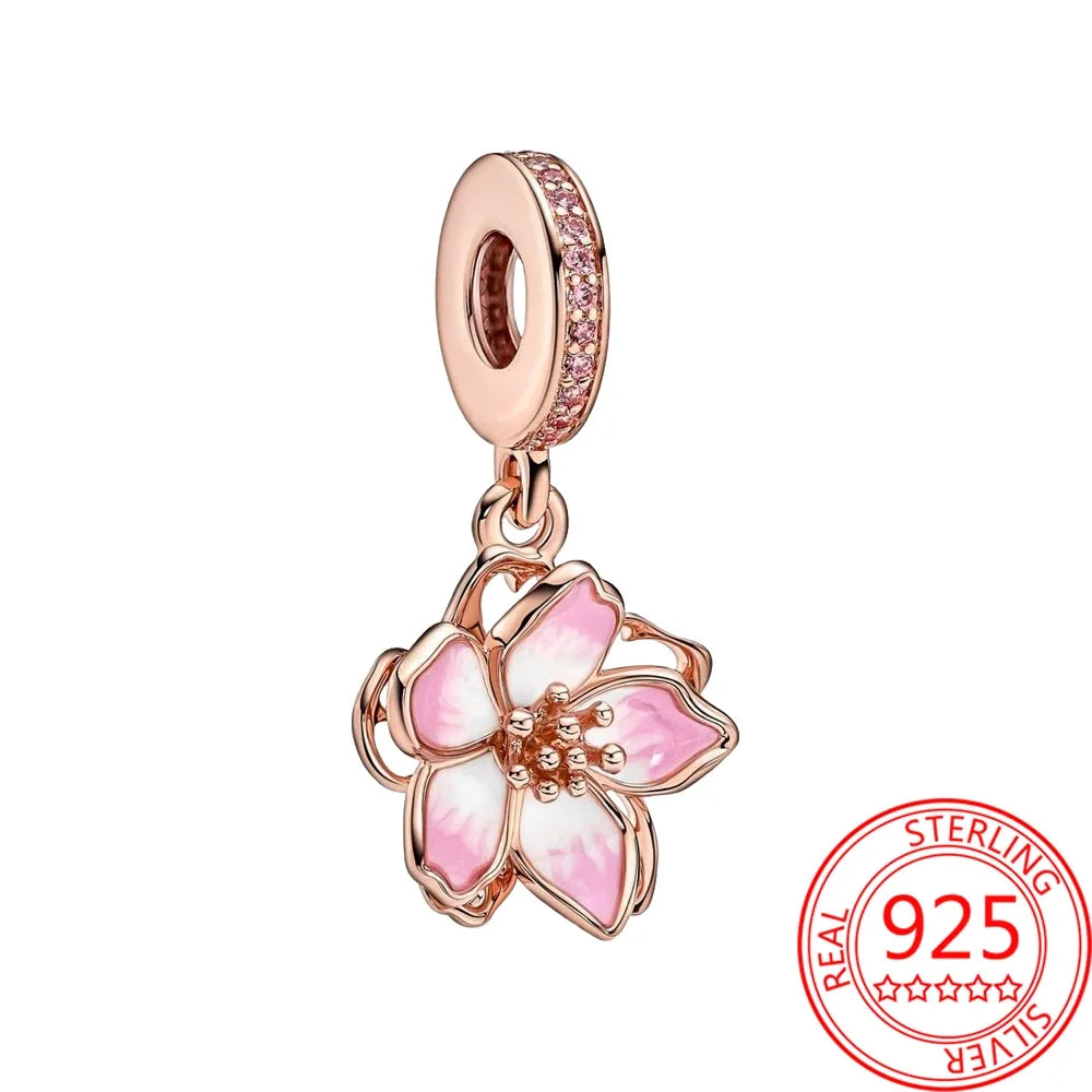 Charm Colgante Pareja Plata 925 y Oro Rosa | Compatible Pandora Original | Pulsera o Collar Mujer