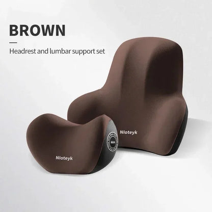 Cojín de Cuello y Lumbar para Coche con Espuma Viscoelástica | Almohada Ergonómica de Respaldo y Reposacabezas
